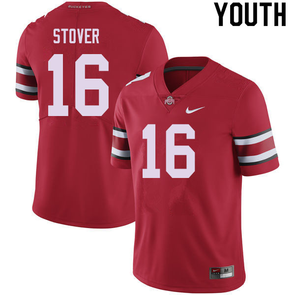 Ohio State Buckeyes Cade Stover Youth #16 Red Authentic Stitched College Football Jersey